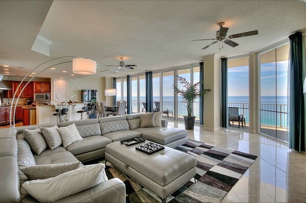 View from main living room. The gulf is seen from anywhere in the main room