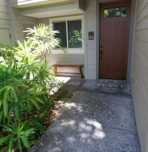 Front entry with sitting bench