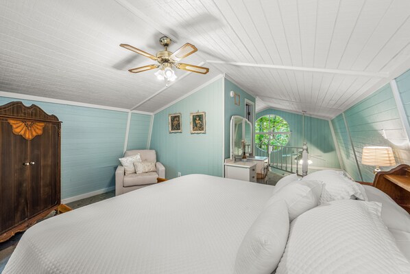 Upstairs bedroom and bathroom