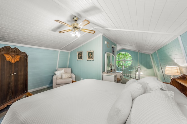 Upstairs bedroom and bathroom