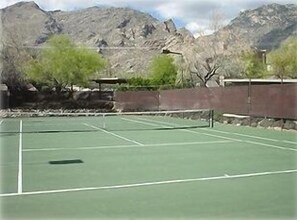 Enjoy a game of tennis this close to the mountains!