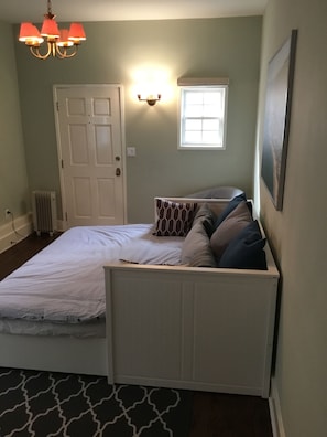 1st floor sofa bed pulled out, king size.