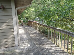 West side of deck with door opening to the livingroom