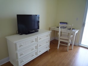 Master BR dresser and desk. 32 inch TV/DVD combo and mini office....