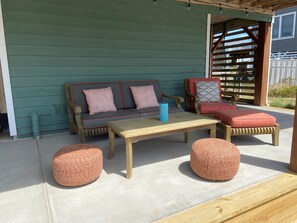 Underneath the house facing the pool is a phenomenal, chill hangout spot.