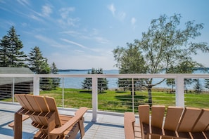 Imagine spending your day sitting on the patio watching the lobster boats.