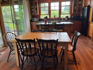 kitchen, island & dining area