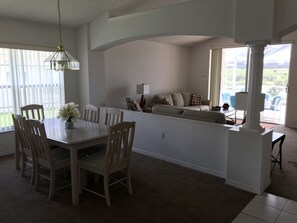 Sunny open dining/living space