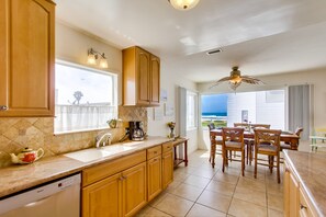 Kitchen with granite counters,