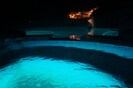 Private waterfalls & rocks lit up for you enjoyment