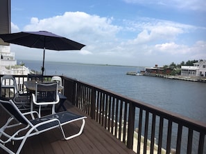 Relax on the deck and watch the boats go by!  