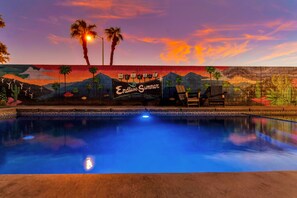 Pool mural painted by SoCal artist, Josh Barnes. It’s a perfect photo opp spot!