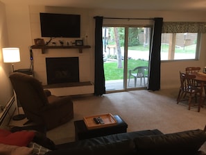 Living room with shades open