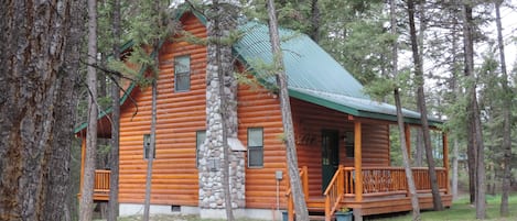 The Bullet Hole Cabin ... nestled in the pines, awaiting your enjoyment!