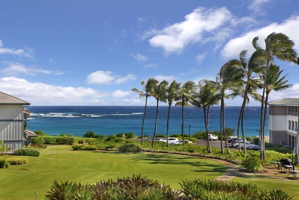 Beautiful view facing east of Shipwreck Beach in front of the Grand Hyatt Kauai