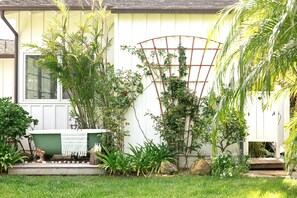 Outdoor bath and shower to use after a day at the beach - with hot running water