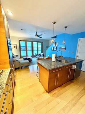 kitchen and living room