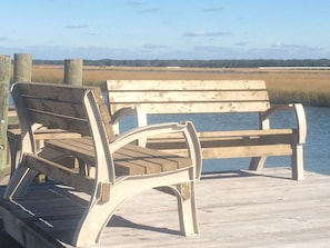 Dockside seating area for relaxing with a book or enjoying a glass of wine