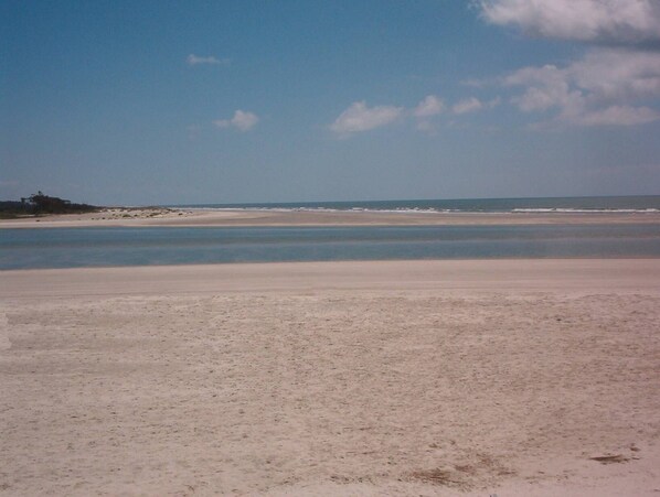 View of Ocean and mouth of Inlet from pathway directly behind building