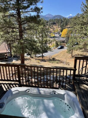 View of Longs Peak from SHARED hot tub. 