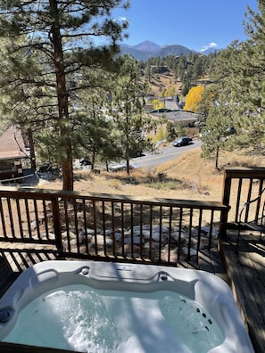 View of Longs Peak from SHARED hot tub. 