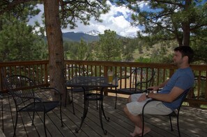 enjoy Longs Peak on deck in the shade