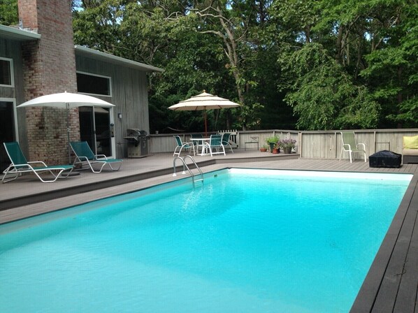 deck and pool facing east