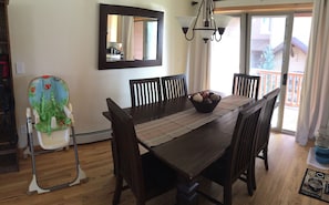 Dining room sits 6 easily and there is an extender leaf for 2 more too!