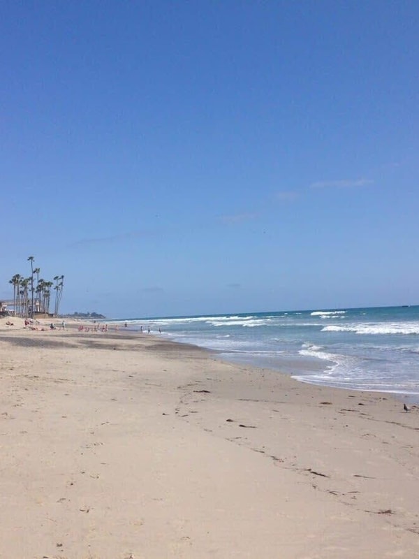 Here is a view of the San Clemente beach from the Pier. This beach is a 5-minute walk (or 2-minute trolley ride) down the hill from the condo. We include a wagon, cooler, boogie boards, beach chairs, beach towels and an umbrella for your use :)