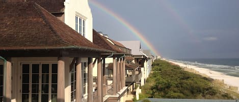 Double rainbow view of Rosemary Beach from Gulf front porch.