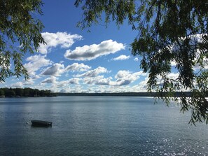 View of lake ; mooring available for guest motor craft 