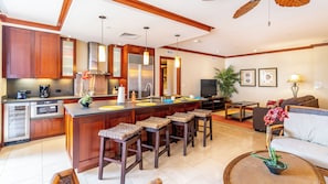 Furnished Kitchen and Living Area in our Ko Olina Resort Vacation Rental