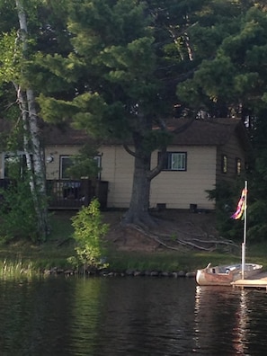Cabin is at the water's edge.