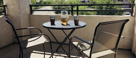 Sun or shade, our balcony is ideal for enjoying meals or beverages outside.