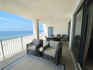 Large balcony with lounge seating