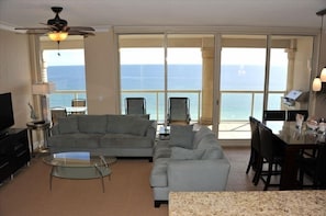 Beautiful views of the beach and Gulf from floor to ceiling glass windows 
