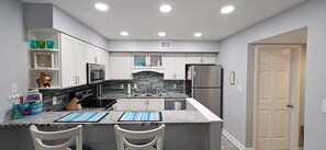 Breakfast counter with barstools