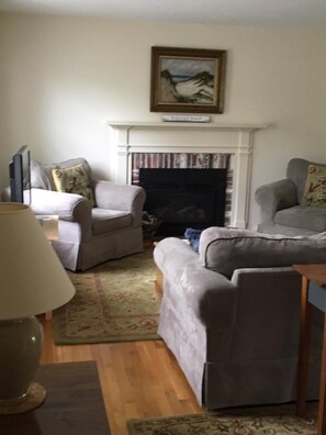 Comfortable cushion large chairs and love seat for social conversations!