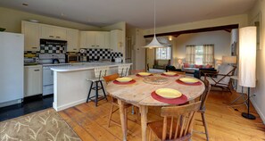 dining and kitchen into living room