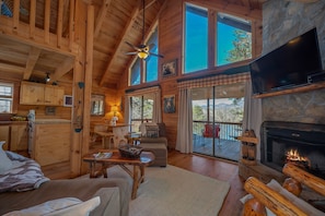 Wood burning fireplace