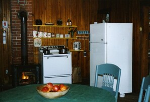Kitchen with gas stove for heat