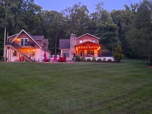 Evening view of the newly added covered patio