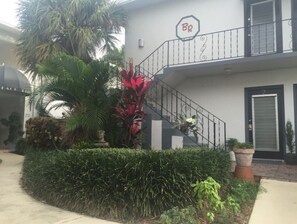 Entryway of this 1950's boutique apartment with all the charm.