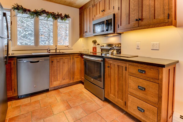 Fully stocked,  custom kitchen