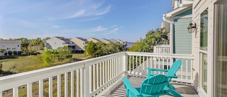 Second floor private deck with marsh views