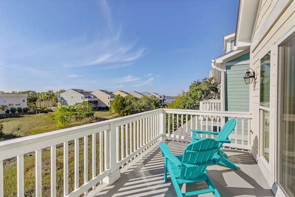 Second floor private deck with marsh views