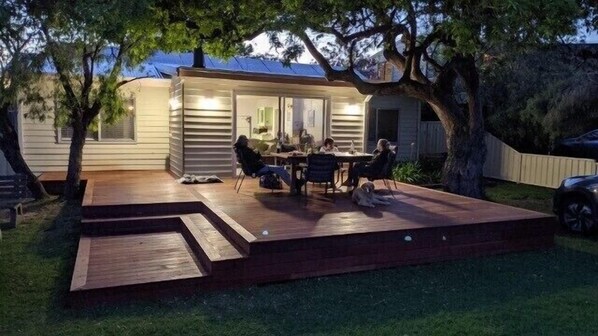 Front deck, a great place to sit with friends and enjoy the Geographe Bay views