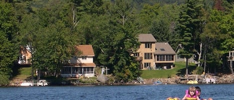 This view shows our two houses to the left - the chalet is hidden in the trees. 