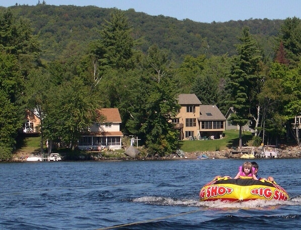 This view shows our two houses to the left - the chalet is hidden in the trees. 