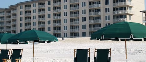 Beachfront condo  --  N/C for 2 chairs and umbrella from March thru Oct